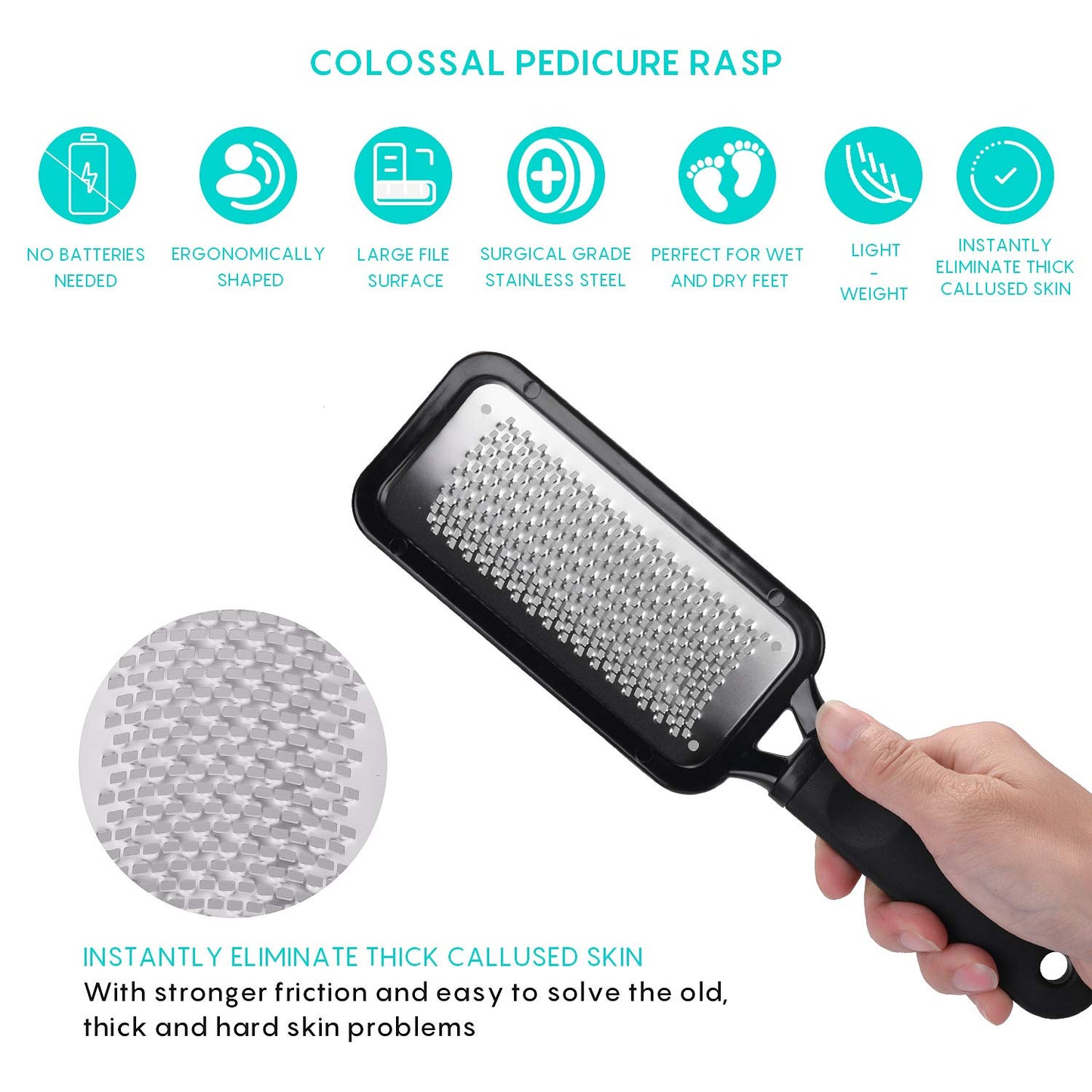 Feet Scrubber Dead Skin 5 Pack - KENED Foot File Callus Remover for Feet, Professional Pedicure Kit with 2 X Metal Foot Grater, 3 X White Double-Sided Pedicure Tools for Feet Care Health & Beauty > Personal Care > Foot Care KENED   