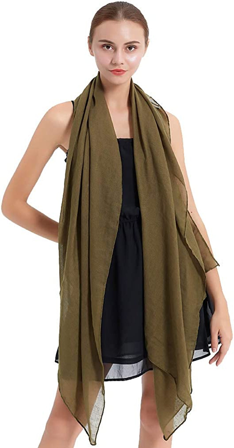 LMVERNA Women'S Long Scarf Solid Color Large Sheer Shawl Wraps for Evening Apparel & Accessories > Clothing Accessories > Scarves & Shawls LMVERNA Army  