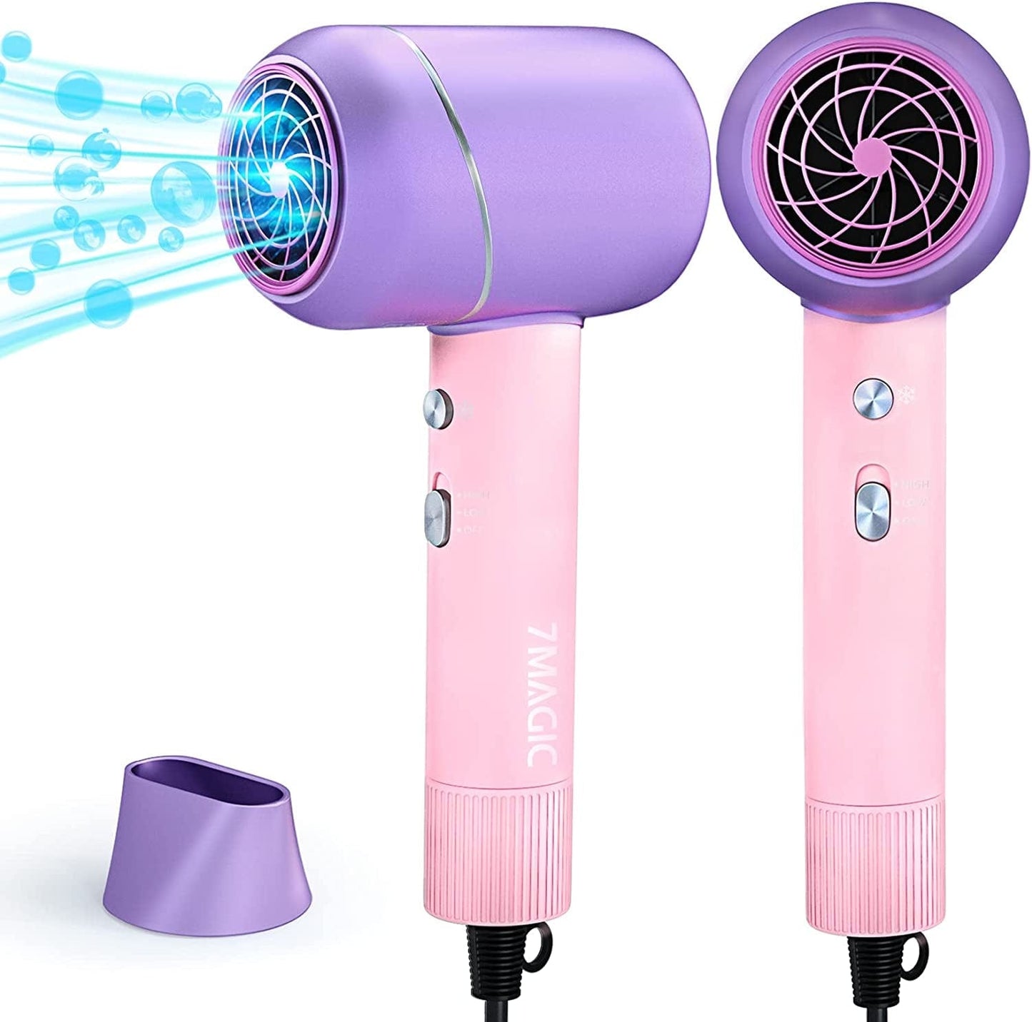 7MAGIC Hair Dryer, Ionic Blow Dryer, 1875 Watt Powerful Fast Drying Hairdryer with Negative Ion Technology for Hair Care, Professional Hair Blow Dryer with Concentrator Nozzle for Women Salon Home Health & Beauty > Personal Care > Hair Care 7MAGIC Pink  