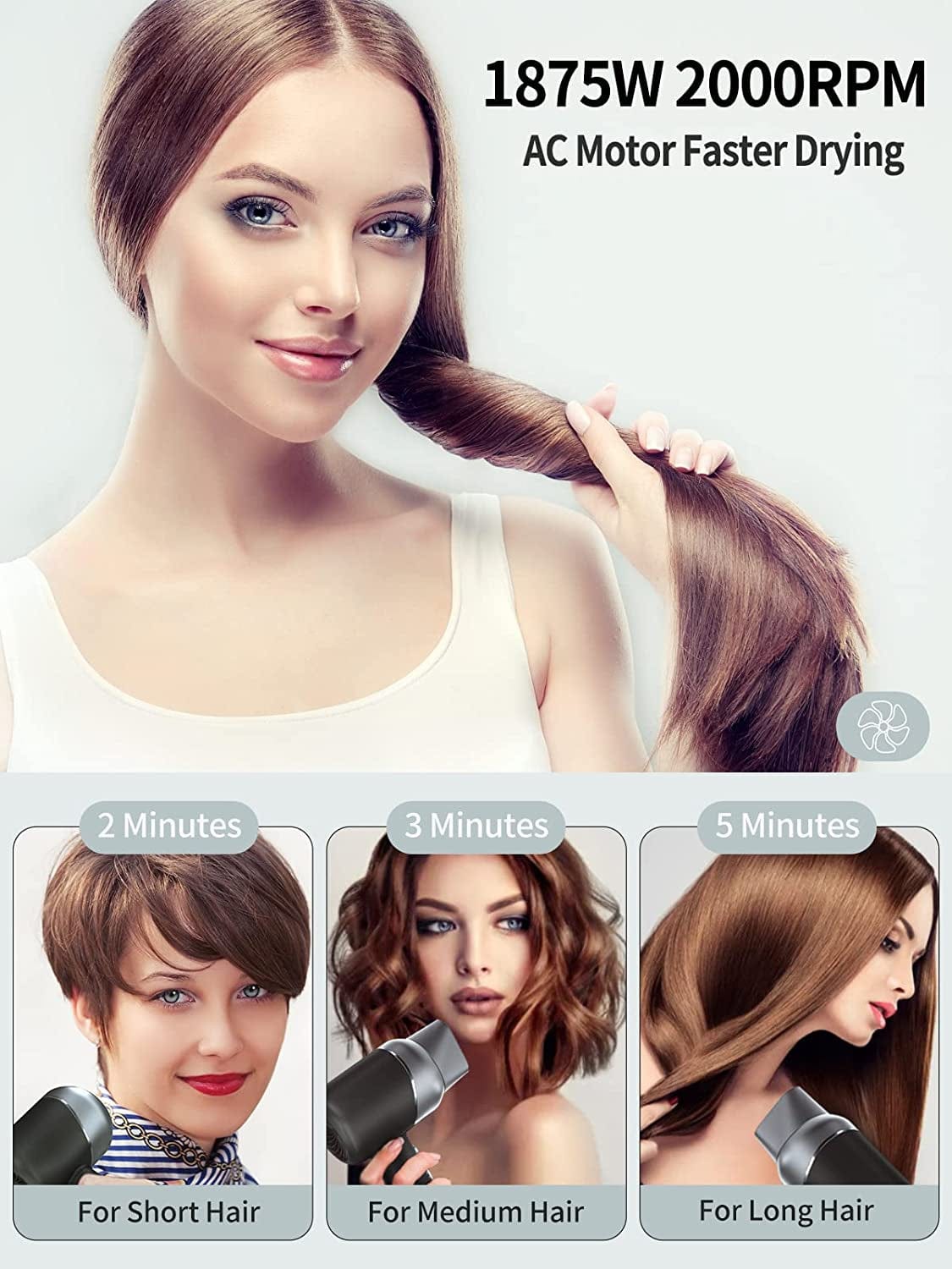 7MAGIC Hair Dryer, Ionic Blow Dryer, 1875 Watt Powerful Fast Drying Hairdryer with Negative Ion Technology for Hair Care, Professional Hair Blow Dryer with Concentrator Nozzle for Women Salon Home Health & Beauty > Personal Care > Hair Care 7MAGIC   