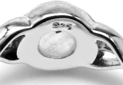7Mm Natural Moonstone 925 Sterling Silver Victorian Style Solitaire Ring
