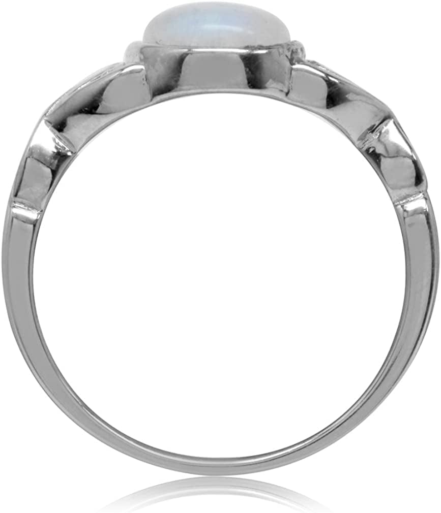 7Mm Natural Moonstone 925 Sterling Silver Victorian Style Solitaire Ring