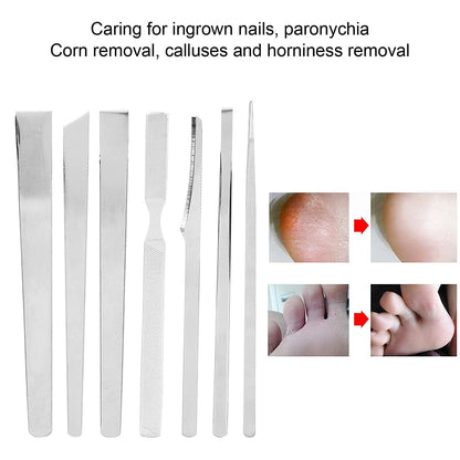 7Pcs Stainless Steel Pedicure File Set, Dead Skin Horny Remover Foot Callus Pedicure Knife Set,Foot File Kit with Storage Bag for Ingrown Foot Fingernail Care Health & Beauty > Personal Care > Foot Care Zyyini   