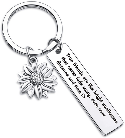 7RVZM Inspirational Sunflower Keychain Friendship Jewelry Best Friend Gift bff Jewelry Friends Moving Away Gift Arts & Entertainment > Party & Celebration > Gift Giving Unknown   