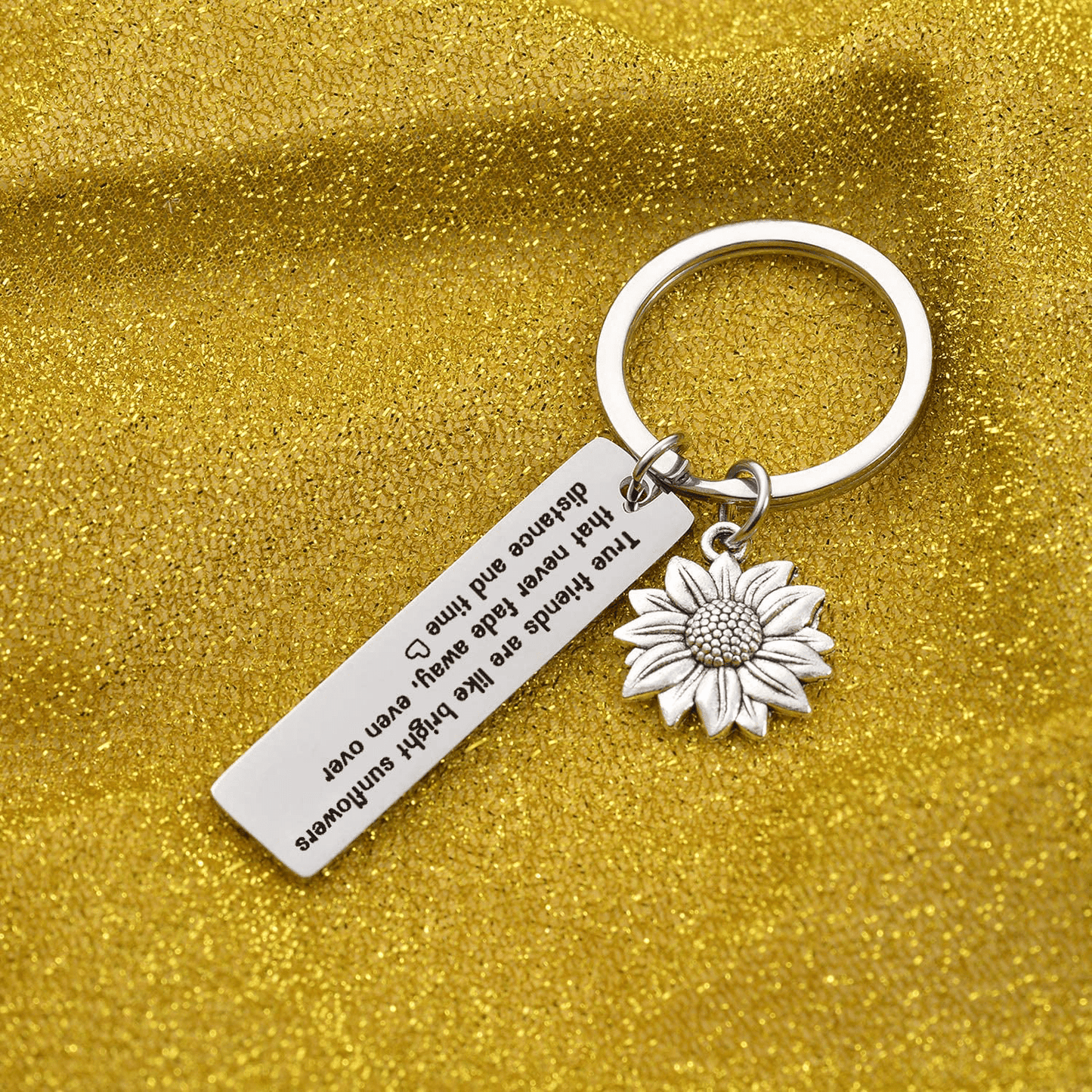7RVZM Inspirational Sunflower Keychain Friendship Jewelry Best Friend Gift bff Jewelry Friends Moving Away Gift Arts & Entertainment > Party & Celebration > Gift Giving Unknown   