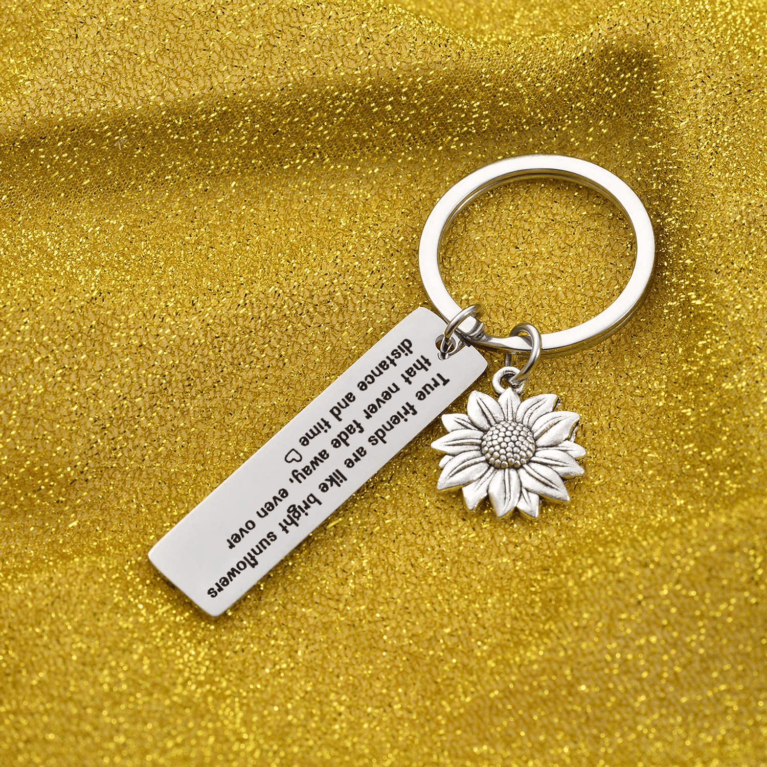 7RVZM Inspirational Sunflower Keychain Friendship Jewelry Best Friend Gift bff Jewelry Friends Moving Away Gift Arts & Entertainment > Party & Celebration > Gift Giving Unknown   