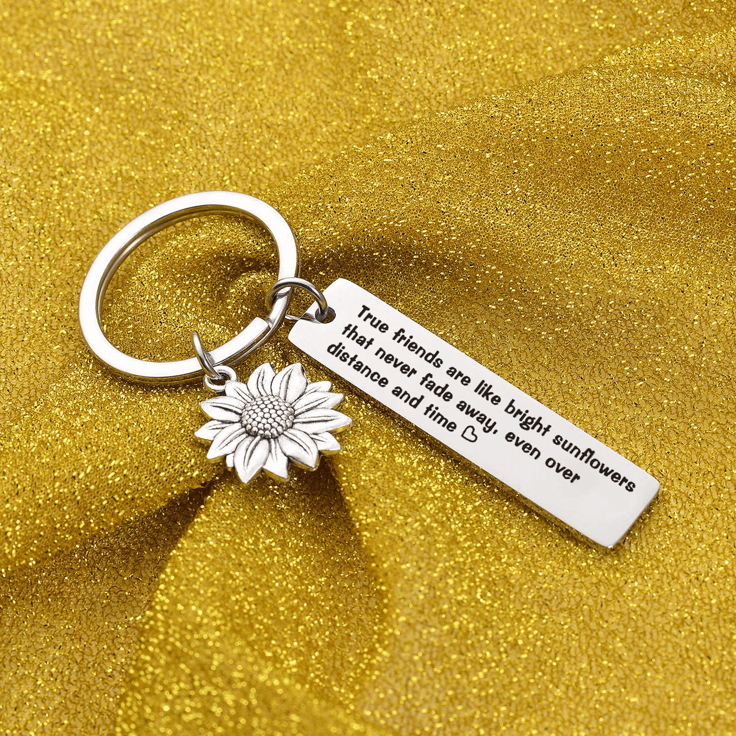 7RVZM Inspirational Sunflower Keychain Friendship Jewelry Best Friend Gift bff Jewelry Friends Moving Away Gift Arts & Entertainment > Party & Celebration > Gift Giving Unknown   