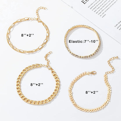 8-10Pcs Ankle-Bracelet for Women Gold Anklets Set Butterfly Anklets Boho Layered Beach Anklets Foot Chains Adjustable Apparel & Accessories > Jewelry > Anklets MOROTOLE   