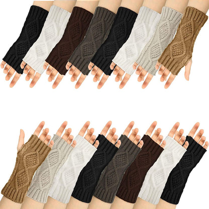 8 Pairs Women Winter Knit Fingerless Gloves Crochet Thumbhole Arm Warmer Mittens Apparel & Accessories > Clothing Accessories > Gloves & Mittens SATINIOR   