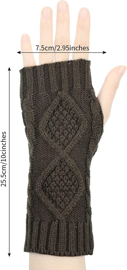 8 Pairs Women Winter Knit Fingerless Gloves Crochet Thumbhole Arm Warmer Mittens Apparel & Accessories > Clothing Accessories > Gloves & Mittens SATINIOR   