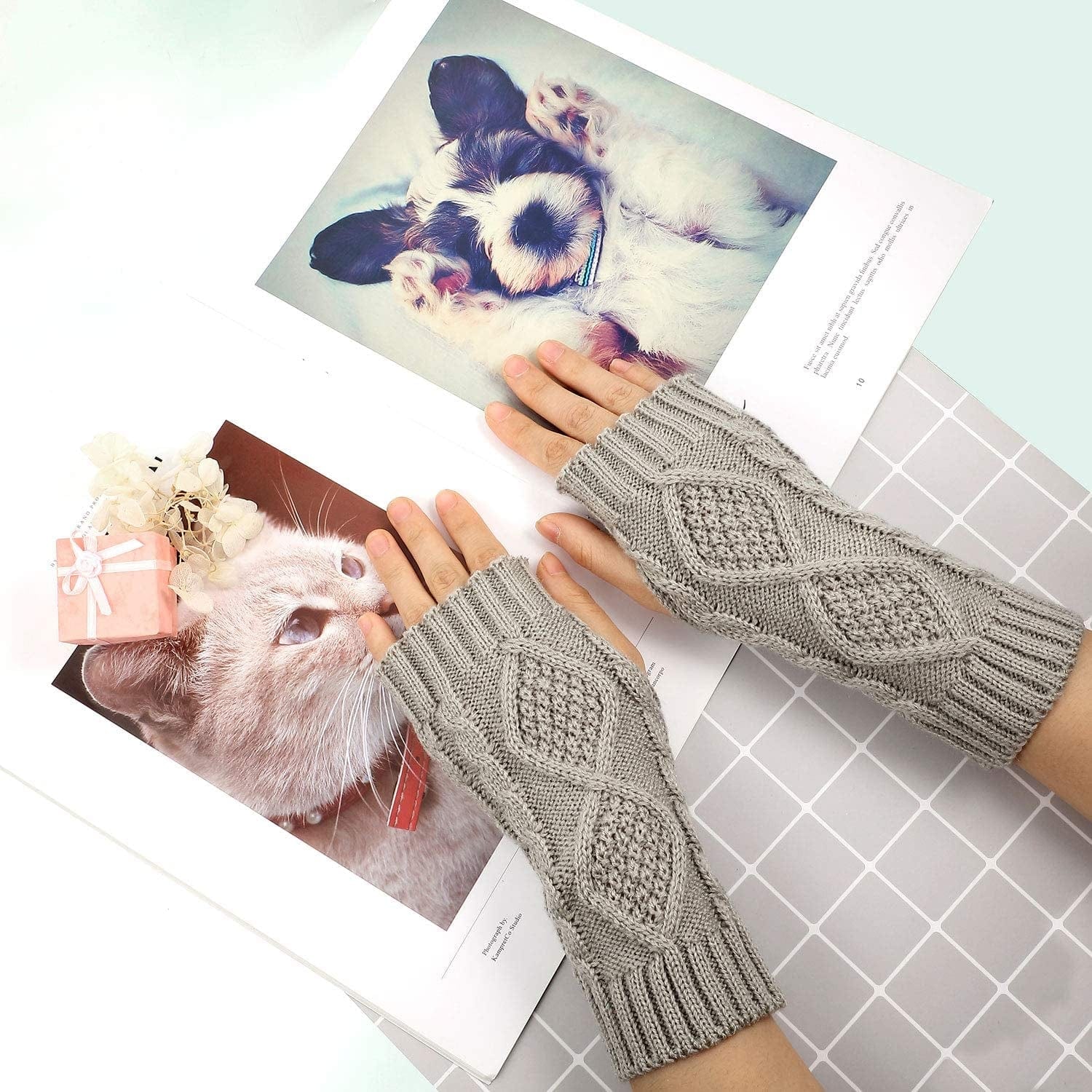 8 Pairs Women Winter Knit Fingerless Gloves Crochet Thumbhole Arm Warmer Mittens Apparel & Accessories > Clothing Accessories > Gloves & Mittens SATINIOR   