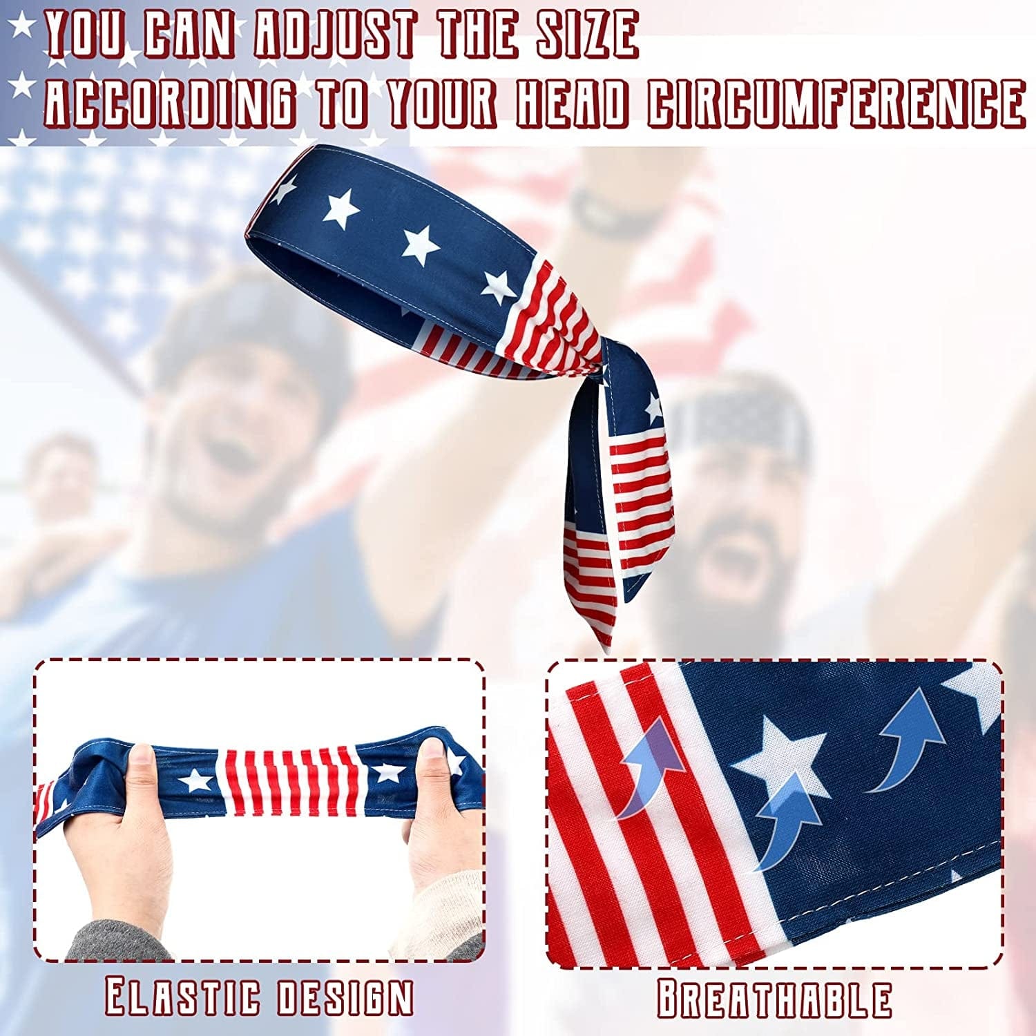8 Pcs American Flag Bandana Headbands USA Head Tie Ninja Karate Sweatbands Adjustable Hair Wrap Bands for Men Kids Boys Workout Sports Tennis Basketball Running, Patriotic Labor Accessories Apparel & Accessories > Clothing Accessories > Bandanas & Headties Civaner   