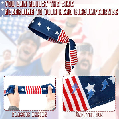 8 Pcs American Flag Bandana Headbands USA Head Tie Ninja Karate Sweatbands Adjustable Hair Wrap Bands for Men Kids Boys Workout Sports Tennis Basketball Running, Patriotic Labor Accessories Apparel & Accessories > Clothing Accessories > Bandanas & Headties Civaner   