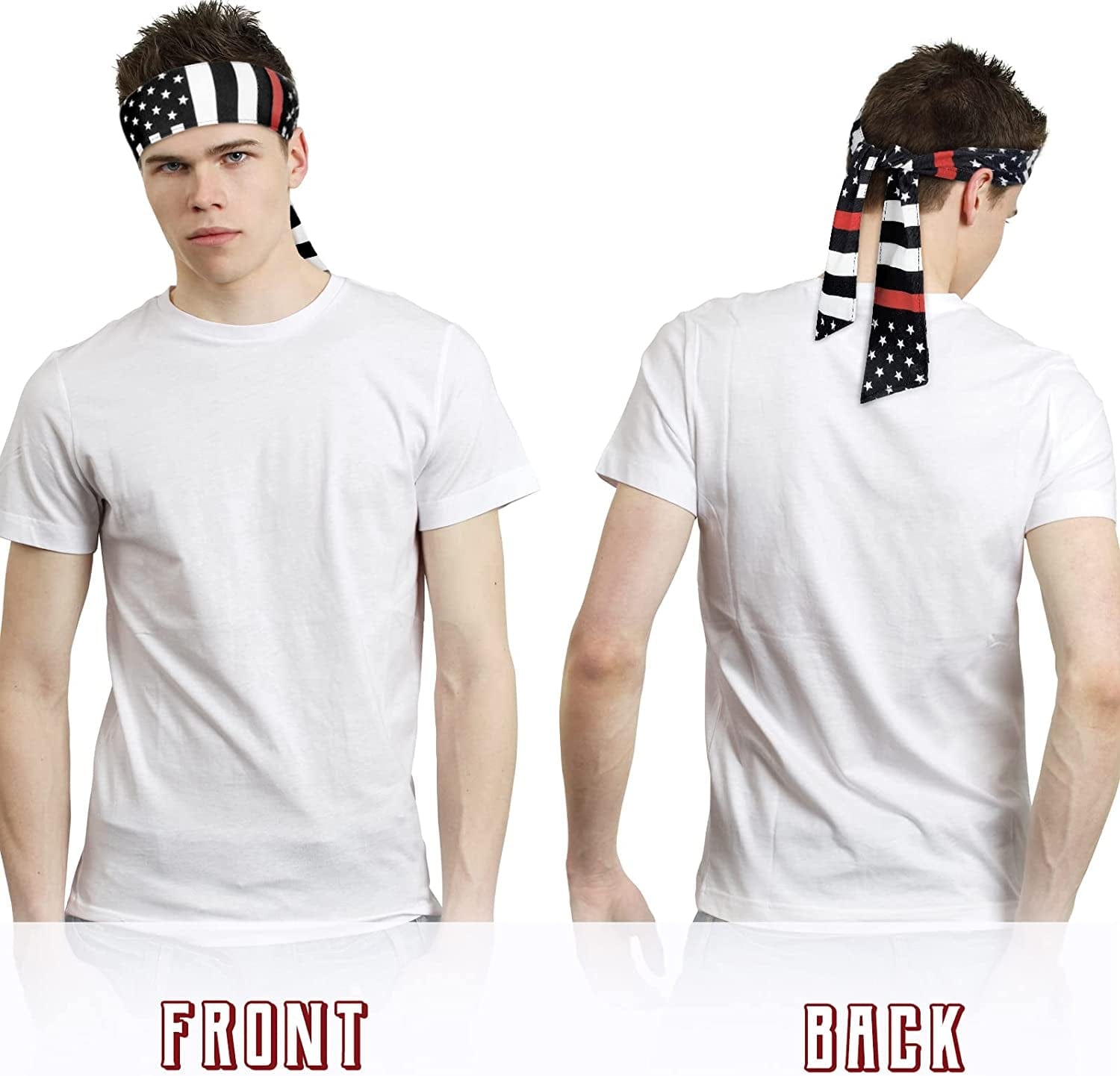 8 Pcs American Flag Bandana Headbands USA Head Tie Ninja Karate Sweatbands Adjustable Hair Wrap Bands for Men Kids Boys Workout Sports Tennis Basketball Running, Patriotic Labor Accessories Apparel & Accessories > Clothing Accessories > Bandanas & Headties Civaner   