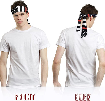 8 Pcs American Flag Bandana Headbands USA Head Tie Ninja Karate Sweatbands Adjustable Hair Wrap Bands for Men Kids Boys Workout Sports Tennis Basketball Running, Patriotic Labor Accessories Apparel & Accessories > Clothing Accessories > Bandanas & Headties Civaner   