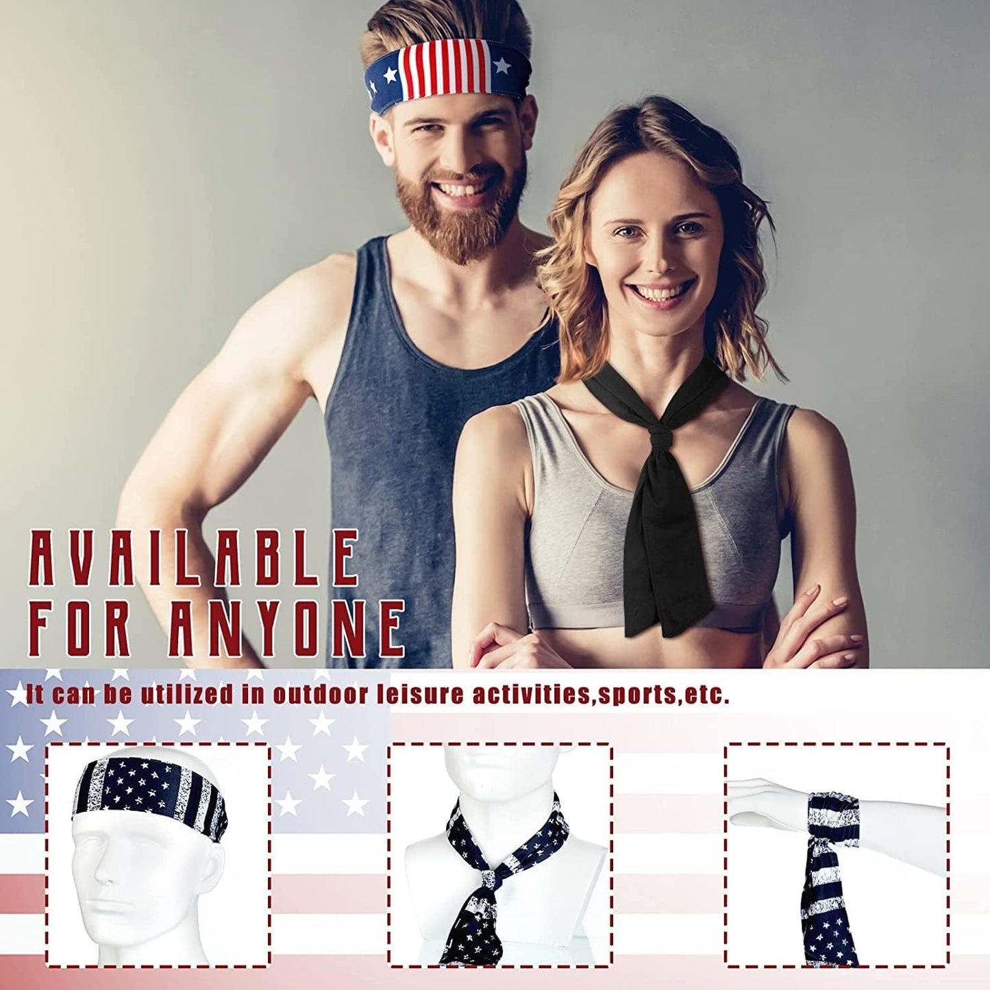 8 Pcs American Flag Bandana Headbands USA Head Tie Ninja Karate Sweatbands Adjustable Hair Wrap Bands for Men Kids Boys Workout Sports Tennis Basketball Running, Patriotic Labor Accessories Apparel & Accessories > Clothing Accessories > Bandanas & Headties Civaner   