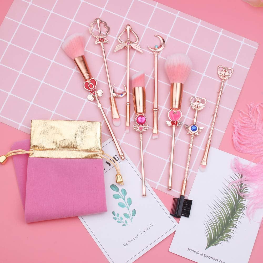 8 Pcs Kawaii Sai.Lor.Moon Makeup Brush Set with Cute Pink Pouch, Cardcaptor Sakura Cosmetic Makeup Tool Sets & Kits for Daily Use and Valentine'S Day/Thanksgiving/Birthday Gift Health & Beauty > Personal Care > Cosmetics > Cosmetic Tools > Makeup Tools Hamowtux   