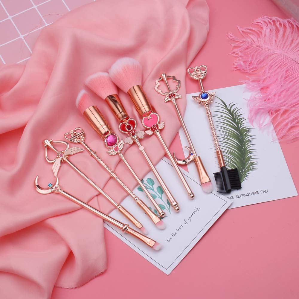 8 Pcs Kawaii Sai.Lor.Moon Makeup Brush Set with Cute Pink Pouch, Cardcaptor Sakura Cosmetic Makeup Tool Sets & Kits for Daily Use and Valentine'S Day/Thanksgiving/Birthday Gift Health & Beauty > Personal Care > Cosmetics > Cosmetic Tools > Makeup Tools Hamowtux   