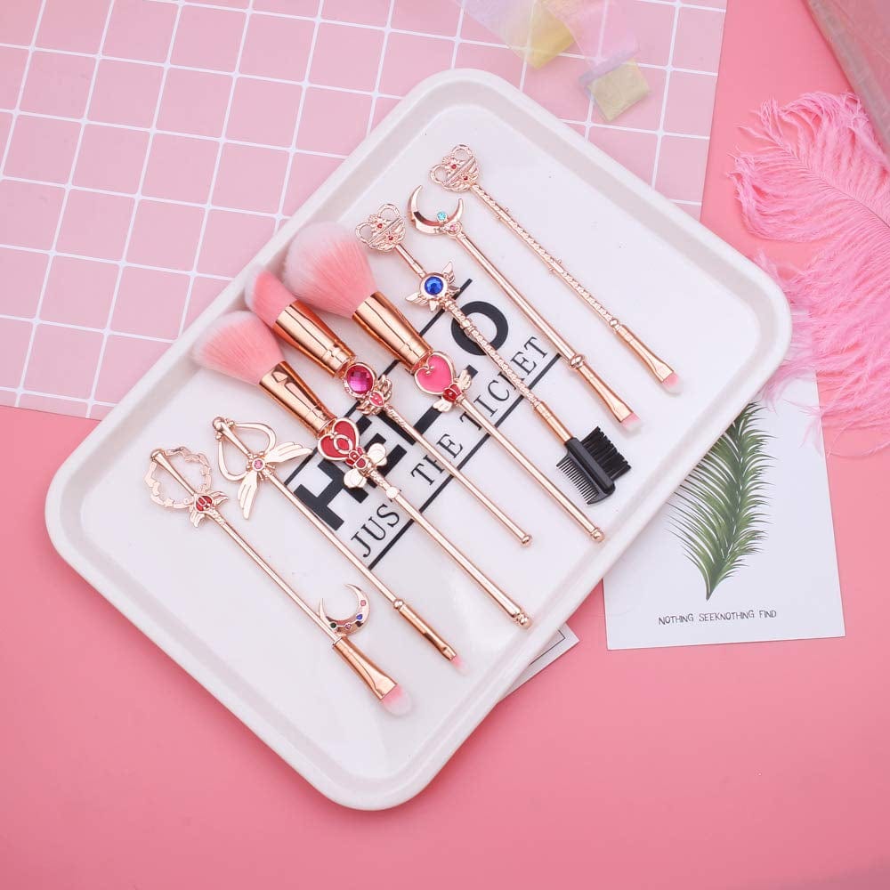 8 Pcs Kawaii Sai.Lor.Moon Makeup Brush Set with Cute Pink Pouch, Cardcaptor Sakura Cosmetic Makeup Tool Sets & Kits for Daily Use and Valentine'S Day/Thanksgiving/Birthday Gift Health & Beauty > Personal Care > Cosmetics > Cosmetic Tools > Makeup Tools Hamowtux   