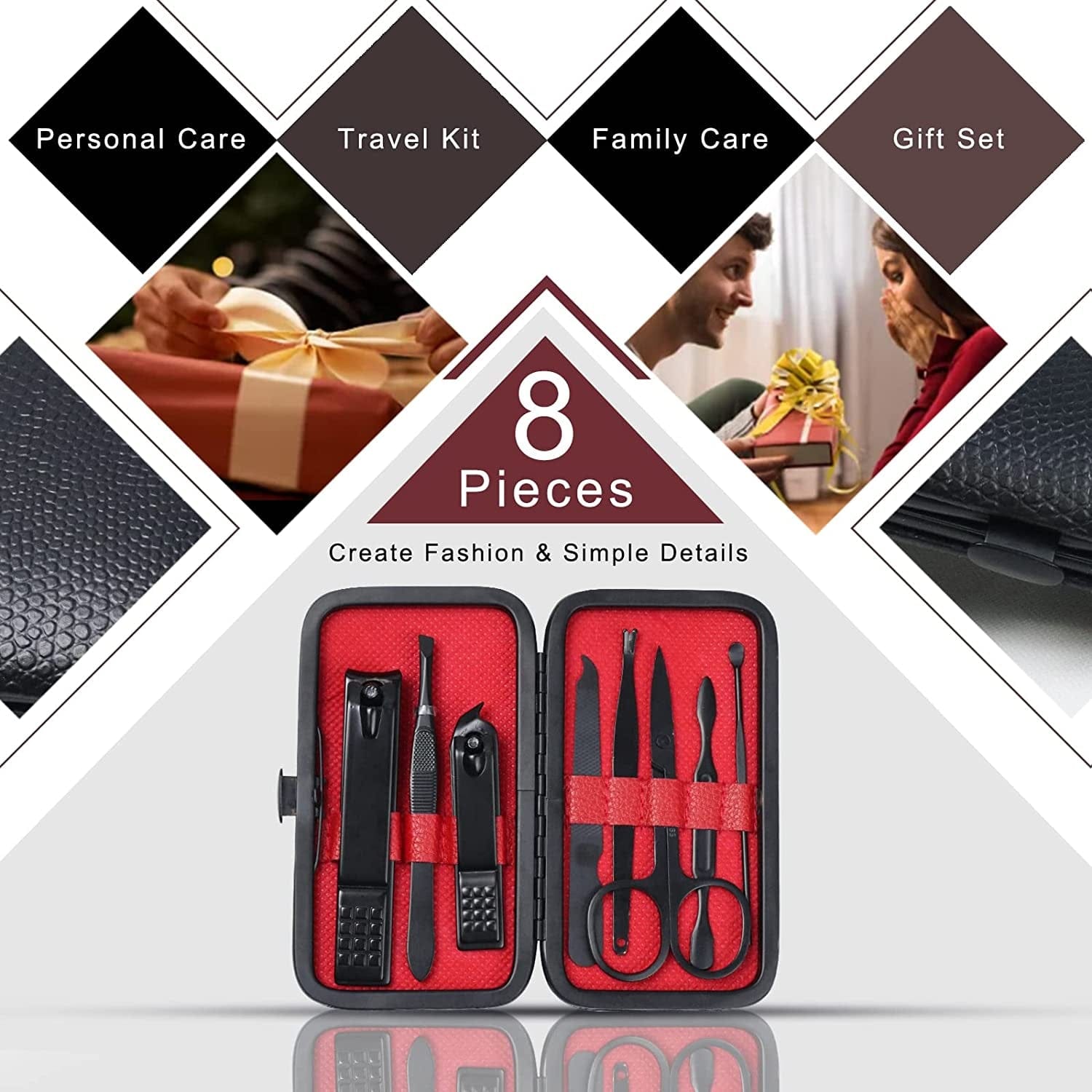 8 PCS Nail Clippers, ONLYWEE Premium Manicure Set for Women & Men, Stainless Steel Facial, Hand, Foot Nail Care Tools, Professional Grooming Gift Pedicure Kit with Luxurious Portable Travel Case Health & Beauty > Personal Care > Foot Care ONLYWEE   