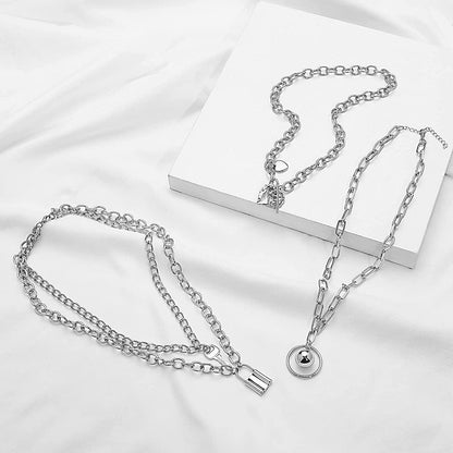 8 PCS Silver/Gold-Tone Chain Necklace Set for Women and Teen Girls and Boys - Layered Pendants Necklace with Multi-Style Design, Egirl Necklace Emo Chains Goth Chains Accessories Alt Jewelry