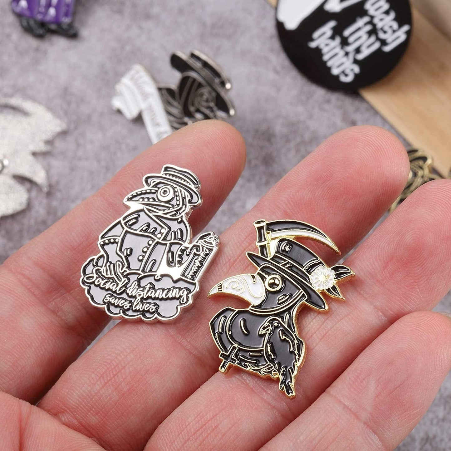 8 Pieces Bird Beak Enamel Pin Set Wash Your Hands Brooches Beak Face Steampunk Brooches Cartoon Badge for Bag Lapel Pin Buckle Jewelry