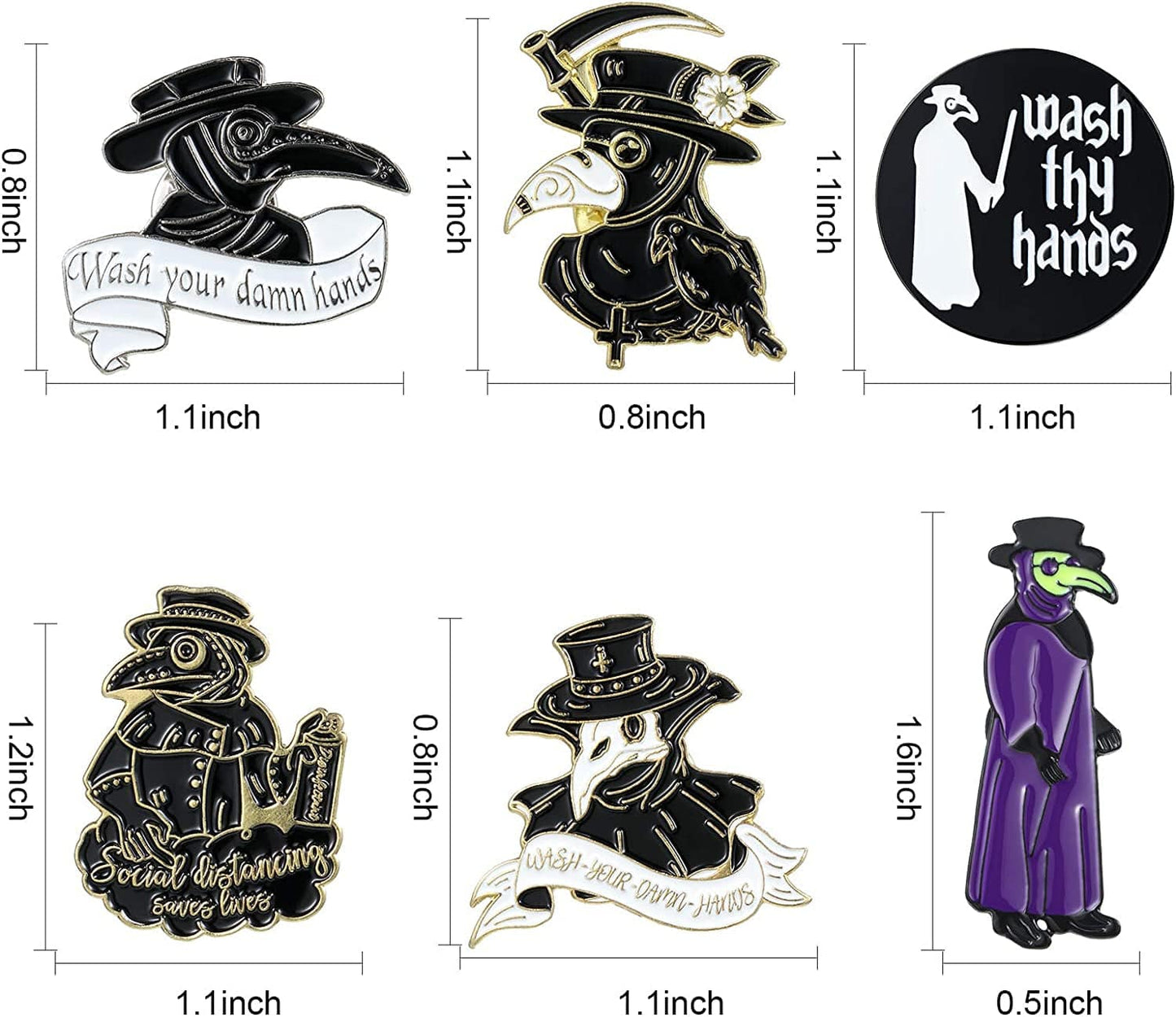 8 Pieces Bird Beak Enamel Pin Set Wash Your Hands Brooches Beak Face Steampunk Brooches Cartoon Badge for Bag Lapel Pin Buckle Jewelry