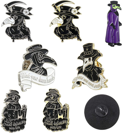 8 Pieces Bird Beak Enamel Pin Set Wash Your Hands Brooches Beak Face Steampunk Brooches Cartoon Badge for Bag Lapel Pin Buckle Jewelry