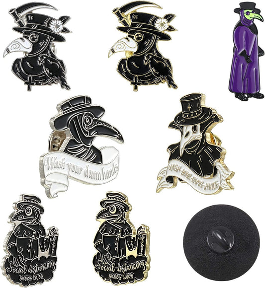 8 Pieces Bird Beak Enamel Pin Set Wash Your Hands Brooches Beak Face Steampunk Brooches Cartoon Badge for Bag Lapel Pin Buckle Jewelry