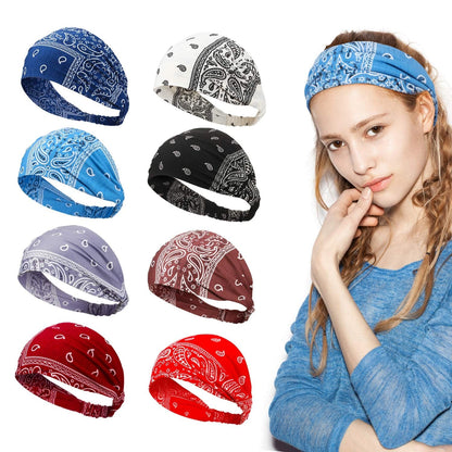 8 Pieces Boho Bandana Headbands Elastic Paisley Headbands Stretchy Yoga Headwraps Vintage Wide Hairbands Cute Hair Accessories for Women Girls Favors Apparel & Accessories > Clothing Accessories > Bandanas & Headties WILLBOND   