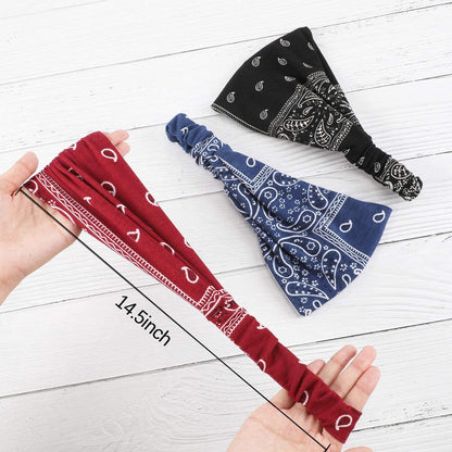 8 Pieces Boho Bandana Headbands Elastic Paisley Headbands Stretchy Yoga Headwraps Vintage Wide Hairbands Cute Hair Accessories for Women Girls Favors Apparel & Accessories > Clothing Accessories > Bandanas & Headties WILLBOND   