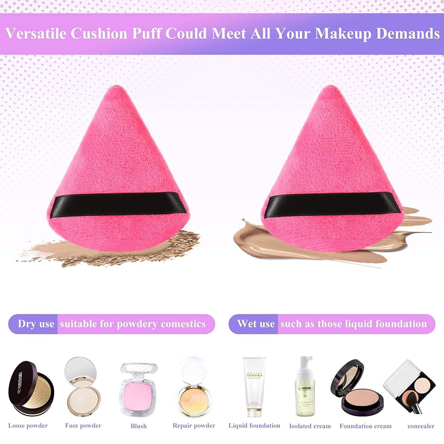 8 Pieces Large Powder Puff Triangle Face Makeup Cotton Sponge for Loose Powder Soft Body Cosmetic Foundation Mineral Powder Wet Dry Makeup Tool 4 X 3.15 Inches (Assorted Color) Health & Beauty > Personal Care > Cosmetics > Cosmetic Tools > Makeup Tools Maitys   