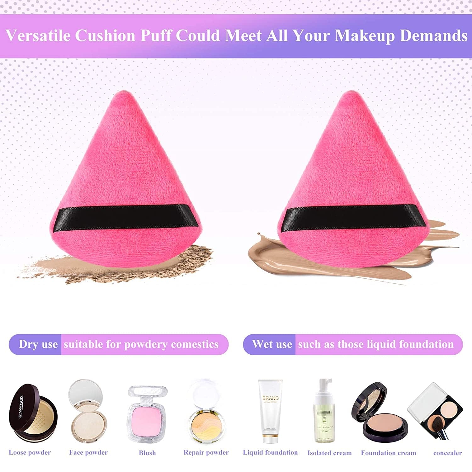 8 Pieces Large Powder Puff Triangle Face Makeup Cotton Sponge for Loose Powder Soft Body Cosmetic Foundation Mineral Powder Wet Dry Makeup Tool 4 X 3.15 Inches (Assorted Color) Health & Beauty > Personal Care > Cosmetics > Cosmetic Tools > Makeup Tools Maitys   