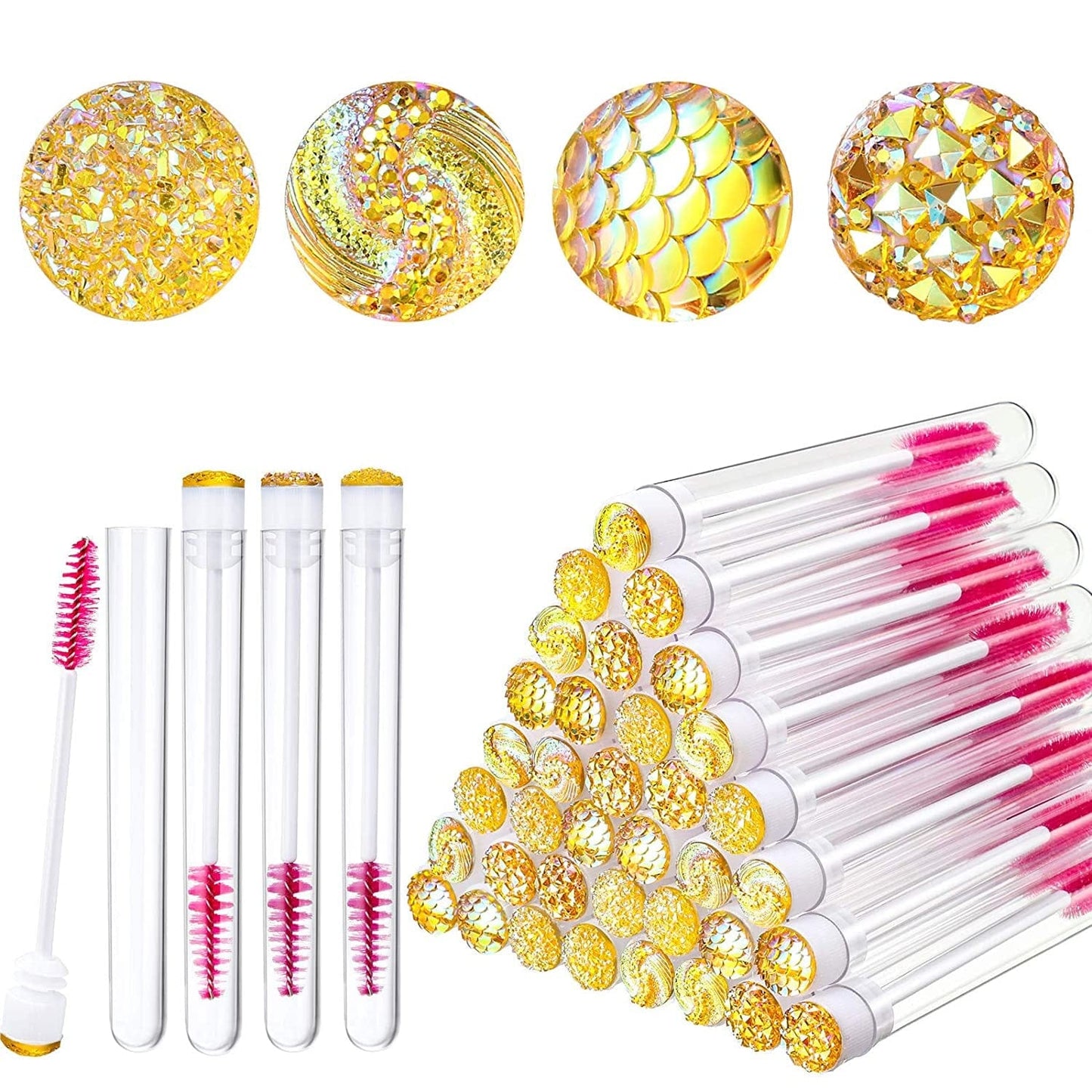 80 Pieces Disposable Mascara Brushes Tubes Set, 40 Pieces Diamond Empty Mascara Wand Tube with 40 Pieces Eyelash Brush Spoolies Makeup Tool for Eyelash Extension (Pink) Health & Beauty > Personal Care > Cosmetics > Cosmetic Tools > Makeup Tools Maitys Yellow  