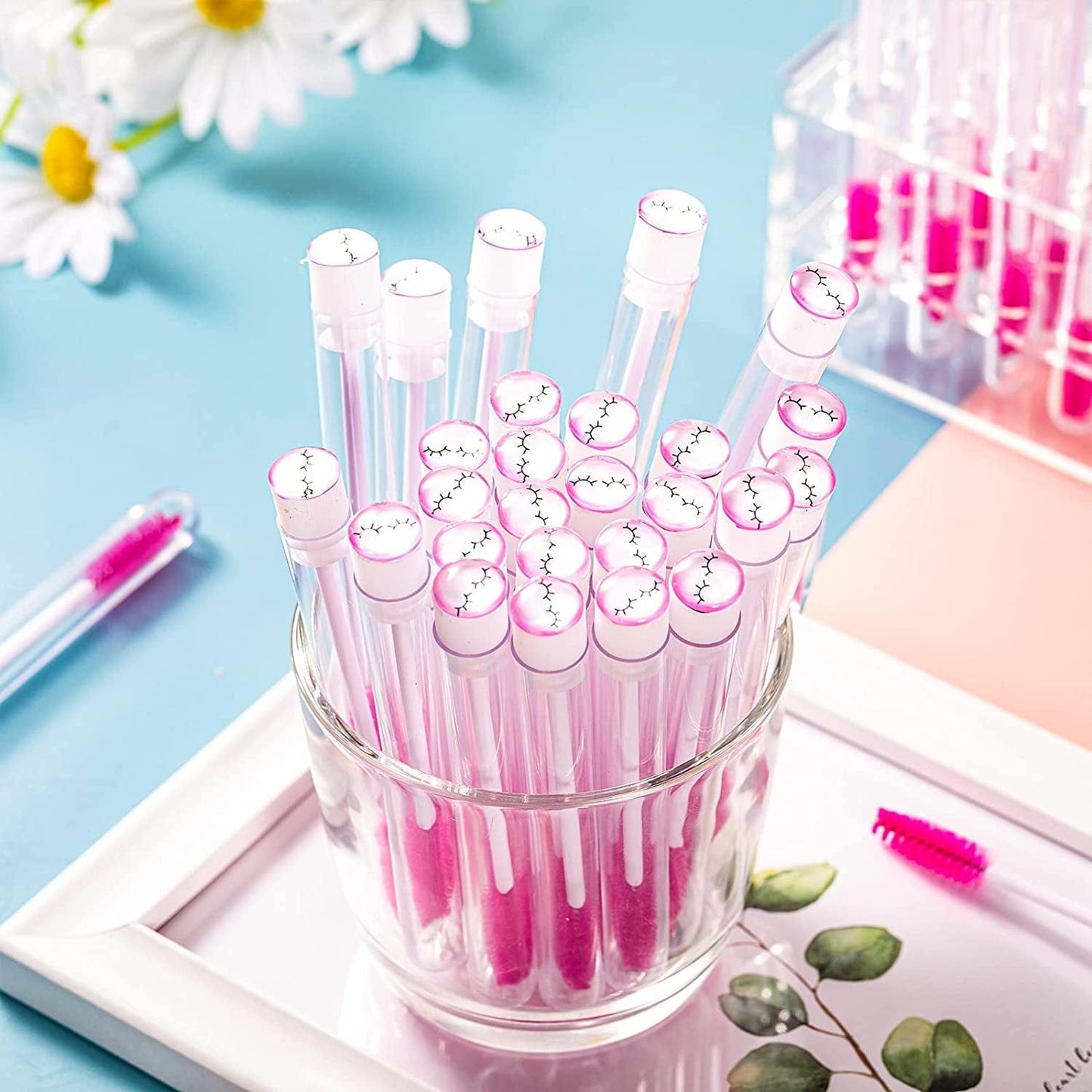 80 Pieces Disposable Mascara Brushes Tubes Set, 40 Pieces Empty Mascara Wand Tube with 40 Pieces Eyelash Brush Makeup Tool Cleaning Brush for Eyelash Extension (Pink Eyelash Style) Health & Beauty > Personal Care > Cosmetics > Cosmetic Tools > Makeup Tools Patelai   