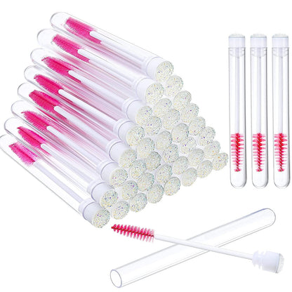 80 Pieces Disposable Mascara Brushes Tubes Set, 40 Pieces Empty Mascara Wand Tube with 40 Pieces Eyelash Brush Makeup Tool Cleaning Brush for Eyelash Extension (Pink Eyelash Style) Health & Beauty > Personal Care > Cosmetics > Cosmetic Tools > Makeup Tools Patelai Colorful Sequins Style  