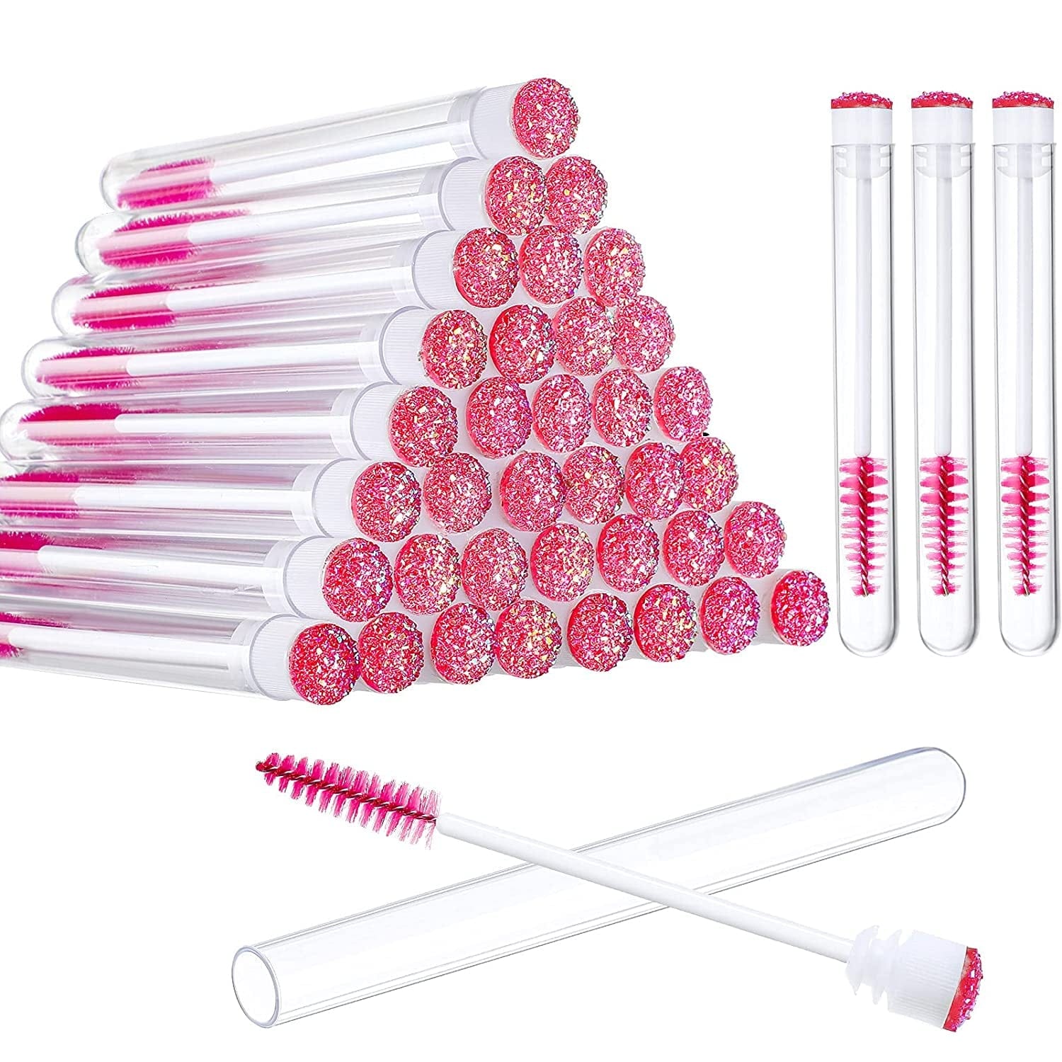 80 Pieces Disposable Mascara Brushes Tubes Set, 40 Pieces Empty Mascara Wand Tube with 40 Pieces Eyelash Brush Makeup Tool Cleaning Brush for Eyelash Extension (Pink Eyelash Style) Health & Beauty > Personal Care > Cosmetics > Cosmetic Tools > Makeup Tools Patelai Pink Snowflake Style  