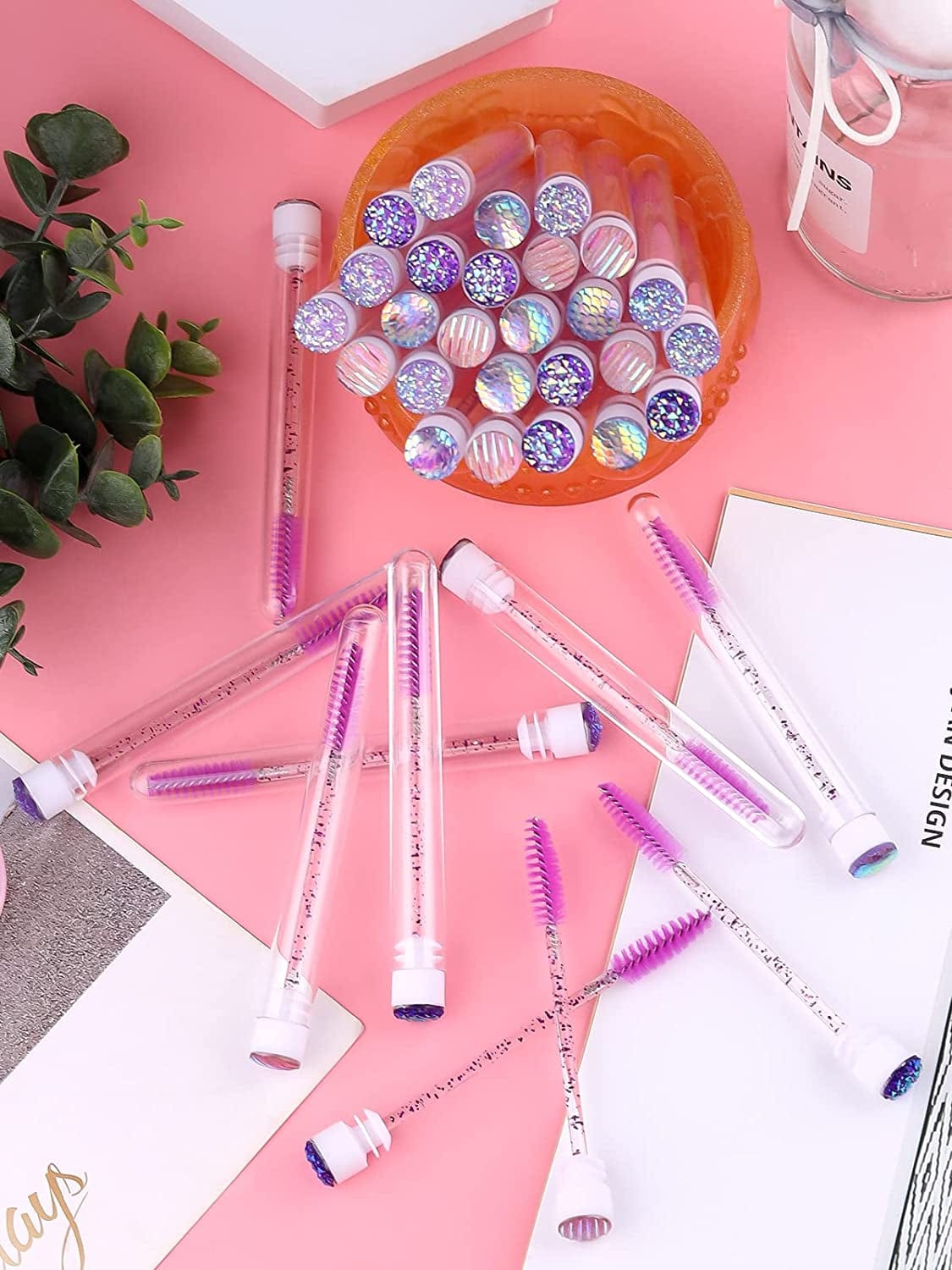 80 Pieces Purple Mascara Wand Tube Set EBANKU 40 Pieces Diamond Empty Eyelash Brush Tubes with 40 Pieces Disposable Mascara Brushes Makeup Tools Health & Beauty > Personal Care > Cosmetics > Cosmetic Tools > Makeup Tools EBANKU   