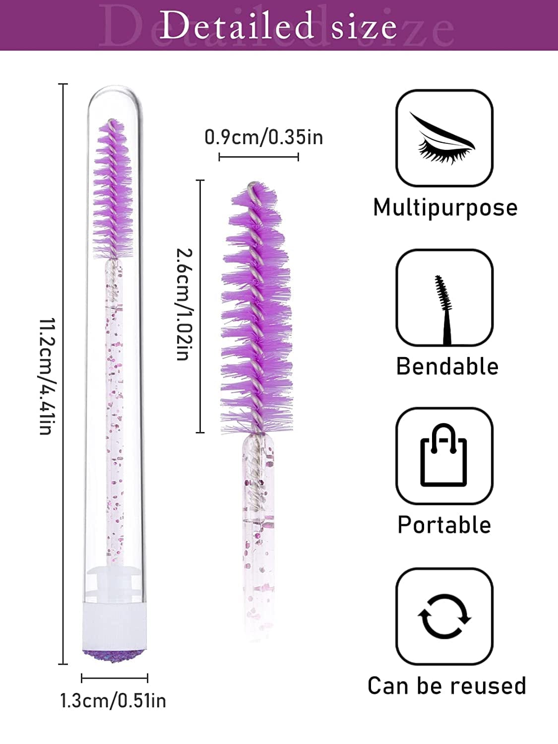 80 Pieces Purple Mascara Wand Tube Set EBANKU 40 Pieces Diamond Empty Eyelash Brush Tubes with 40 Pieces Disposable Mascara Brushes Makeup Tools Health & Beauty > Personal Care > Cosmetics > Cosmetic Tools > Makeup Tools EBANKU   