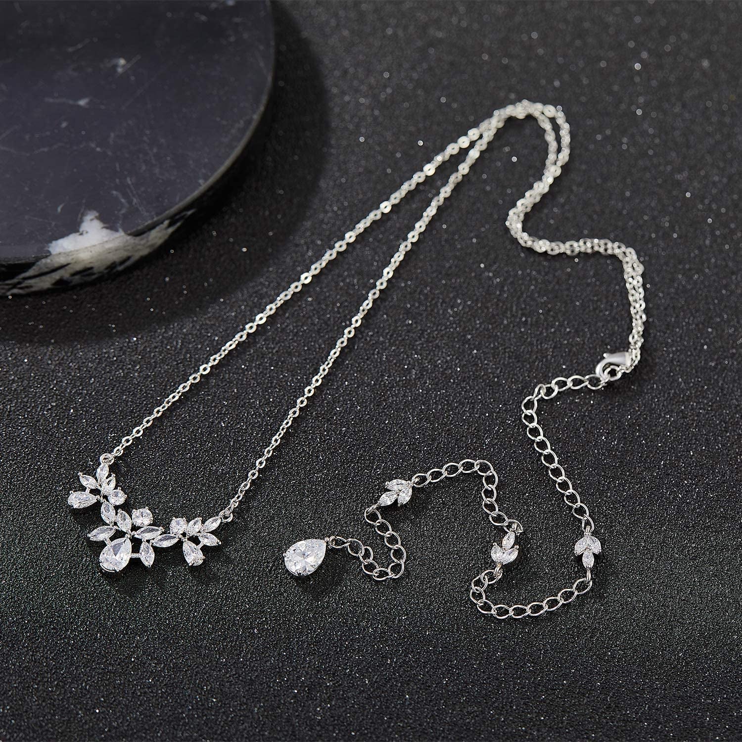SWEETV Cubic Zirconia Wedding Bridal Backdrop Necklace for Brides, Crystal Dainty Back Necklace, Body Chain Jewelry for Women Prom Apparel & Accessories > Jewelry > Necklaces SWEETV   