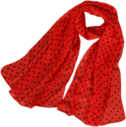 LMVERNA Chiffon Flower Scarf Women'S Floral Scarves Printe Chiffon Scarf Polka Dot Shawls Long Scarf Wrap Apparel & Accessories > Clothing Accessories > Scarves & Shawls LMVERNA Black+red  