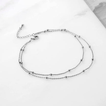 Pencros Dainty Layered Anklet,14K Gold Filled Cute Beads Satellite Chain Heart Boho Adjustable Anklets for Women Teen Girls Apparel & Accessories > Jewelry > Anklets Pencros   
