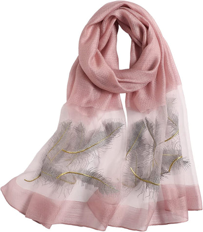 WINCESS.YU Silk Scarf for Women Lightweight Shawls and Wraps for Weddings Fashion Pashmina Shawl Embroidered Scarves Apparel & Accessories > Clothing Accessories > Scarves & Shawls WINCESS.YU Light Purple  