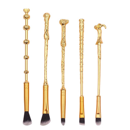 Magic Wand Makeup Brushes Set - 5Pcs Wizard Wand Makeup Brushes Foundation Blending Blush Eyeshadow Face Lip Powder Brush Beauty Tools (Rose Gold) Health & Beauty > Personal Care > Cosmetics > Cosmetic Tools > Makeup Tools rongji jewelry Gold  