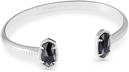 Kendra Scott Elton Cuff Bracelet for Women, Fashion Jewelry Apparel & Accessories > Jewelry > Bracelets Kendra Scott RHODIUM - BLACK OPAQUE GLASS  