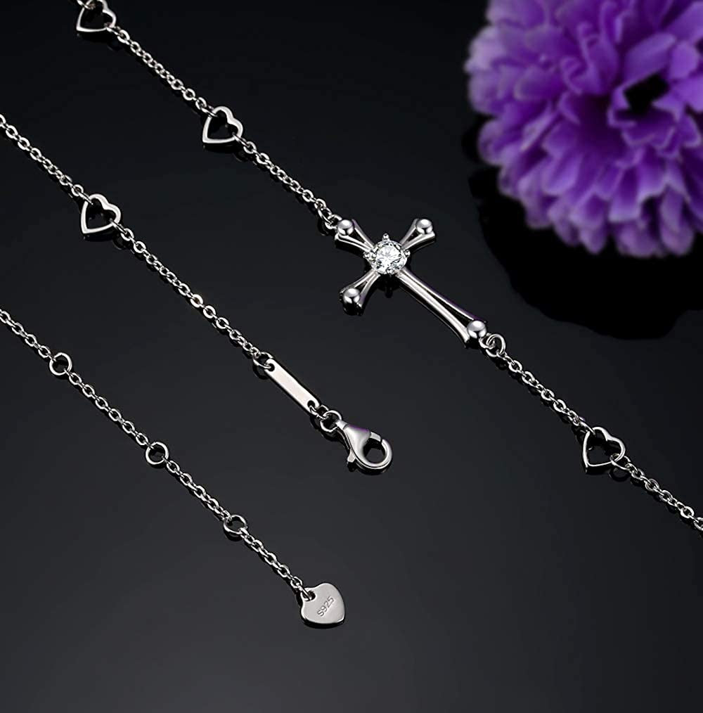 Cross Ankle Bracelet for Women, 925 Sterling Silver Charm Adjustable Foot Anklet, Large Cross Bracelet Apparel & Accessories > Jewelry > Anklets OneSight   