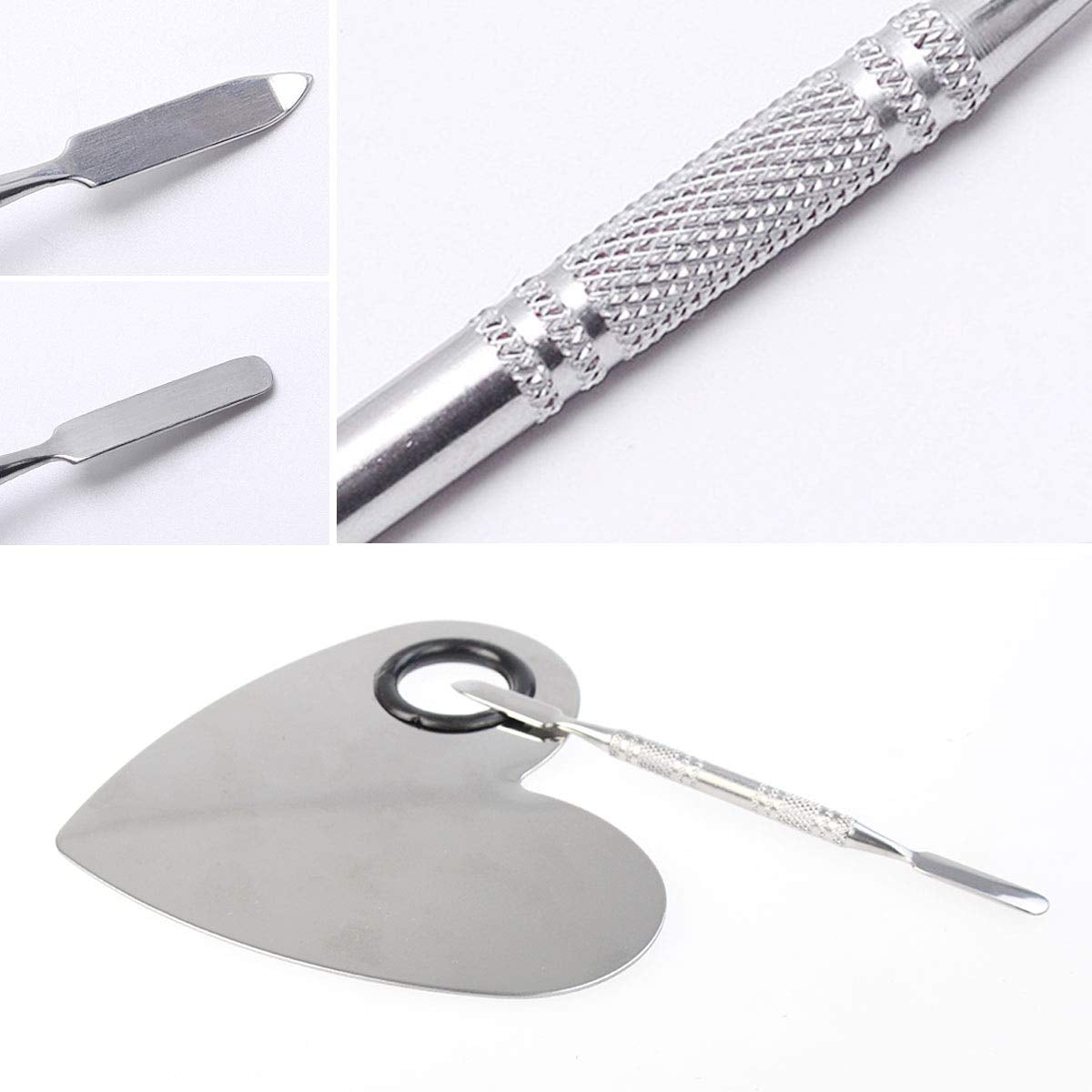 Obmwang Stainless Steel Heart Shaped Makeup Palette Spatula - Makeup Artist Makeup Enthusiast Tools for Blending Cosmetic Foundation Shades Health & Beauty > Personal Care > Cosmetics > Cosmetic Tools > Makeup Tools obmwang   