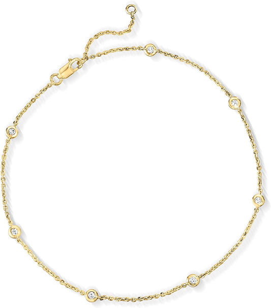 RS Pure by Ross-Simons Diamond Bezel-Set Diamond Station Anklet .20 Ct. T.W. Apparel & Accessories > Jewelry > Anklets Ross-Simons .20 ct. t.w. in Yellow Gold 9.0 Inches 