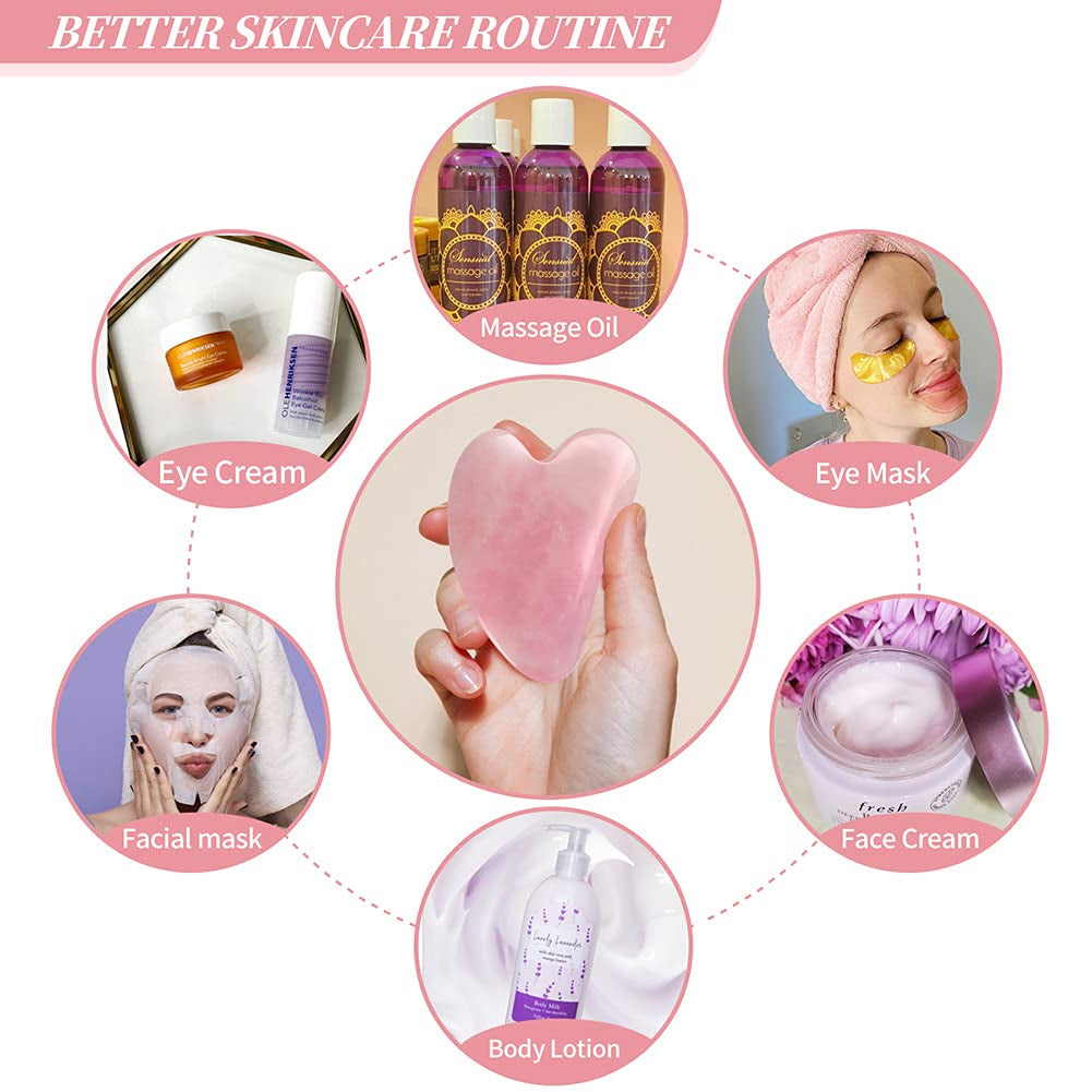 Pink Gua Sha Scraping Face Massage Tool – Rose Quartz Facial Massager Tool -Traditional Scraper Tool for Anti-Aging, Wrinkles,Skin Tightening, Lift Firming,Eye Puffiness Treatment Health & Beauty > Personal Care > Cosmetics > Cosmetic Tools > Skin Care Tools Okela   