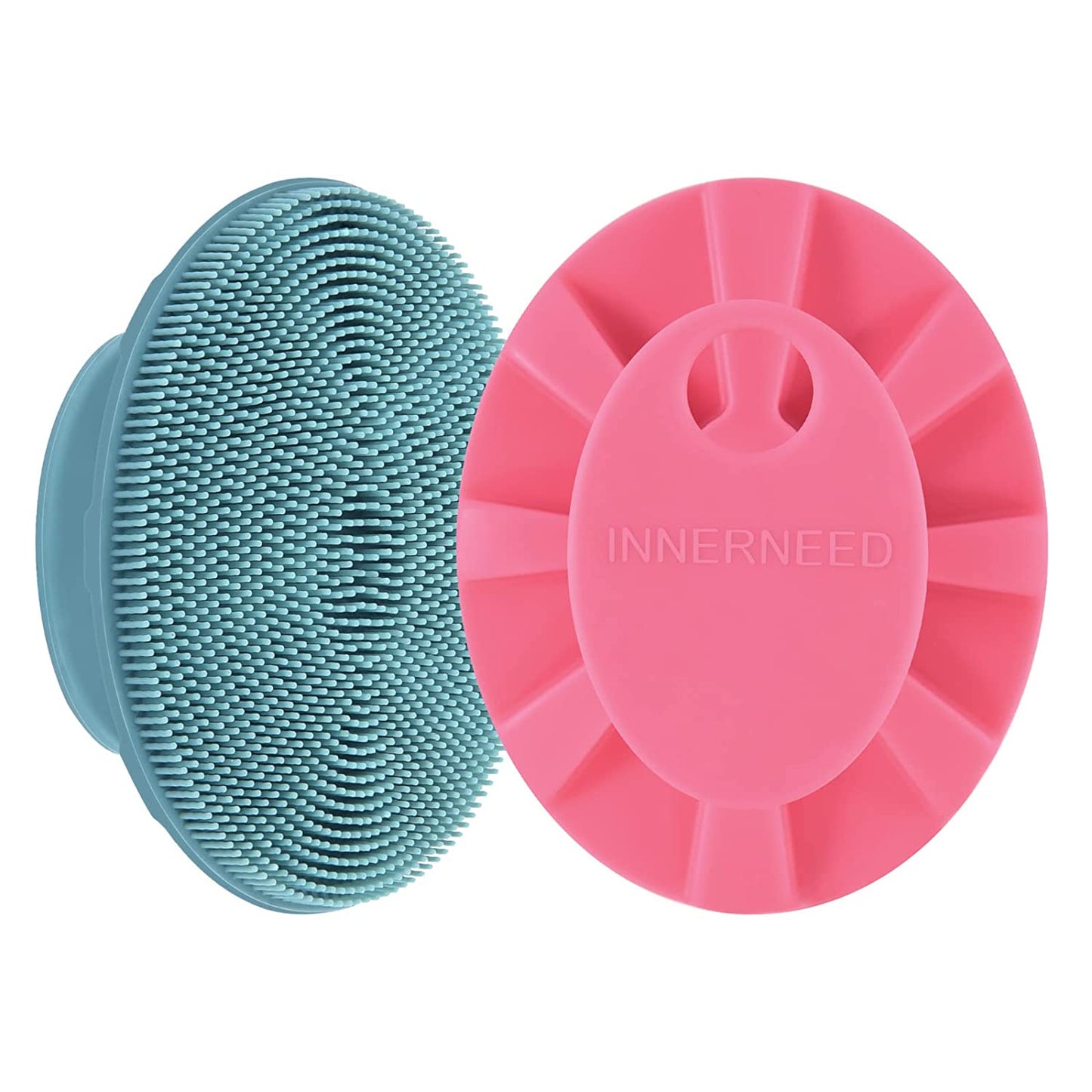 INNERNEED Super Soft Silicone Face Cleanser and Massager Brush Manual Facial Cleansing Brush Handheld Mat Scrubber for Sensitive, Delicate, Dry Skin (Pack of 4) Health & Beauty > Personal Care > Cosmetics > Cosmetic Tools > Skin Care Tools INNERNEED 3rd-dark Green+pink  